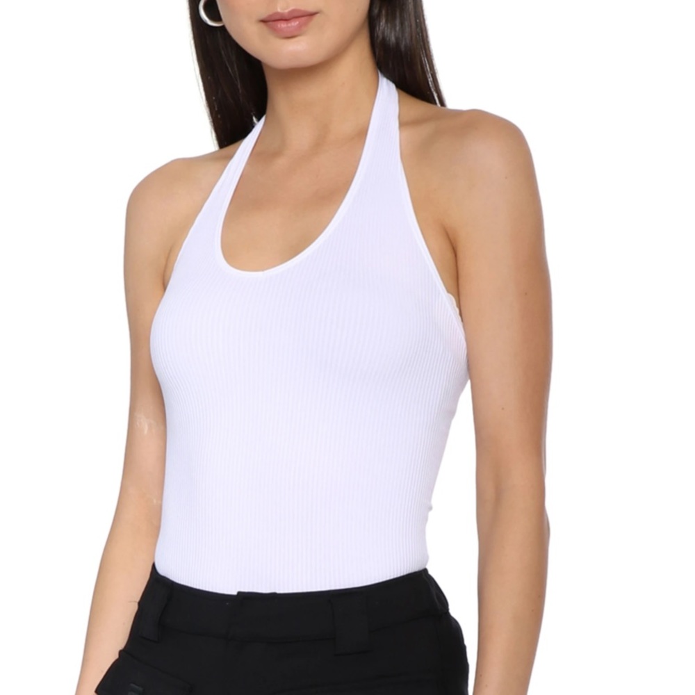 Stretchy suzette halter bodysuit